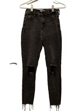 PacSun Jeans Womens S Small High-Rise Jegging Ankle Distressed Black Denim